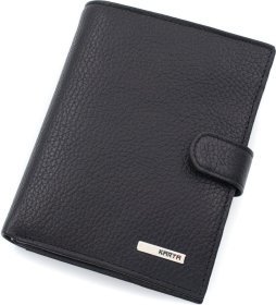 Мужское кожаное портмоне под паспорт и автодокументы KARYA 69761 Черного цвета