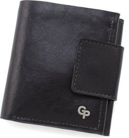 Кожаный кошелек с хлястиком на кнопке Grande Pelle 70586 Черный